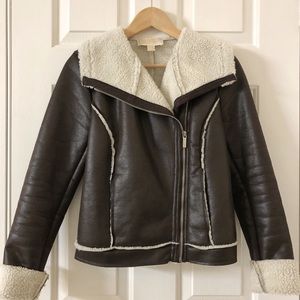 Michael Kors Women's Brown Zip Faux Leather Jacket